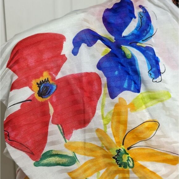 Vintage Spiegel Large Square Nylon Scarf with Bright Floral Print - Picture 5 of 9
